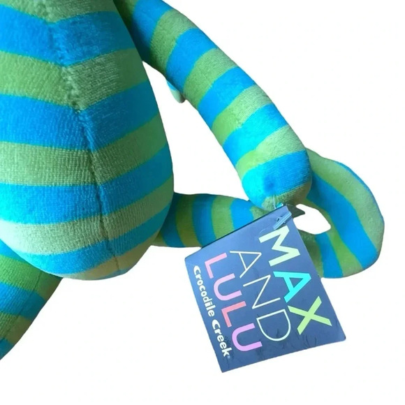 NWT CROCODILE CREEK MAX & LULU BLUE & GREEN STRIPE RABBIT | 11 INCHES SITTING - Picture 5 of 6